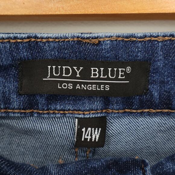 Judy Blue Look At Me Now High Rise Vintage Wash Crop Wide Leg Jeans Size 14 W - Picture 7 of 7